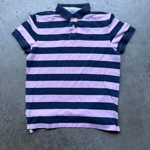 Early 2000s/Y2K American Eagle Outfitters Chief Keef Purple Navy Striped Polo